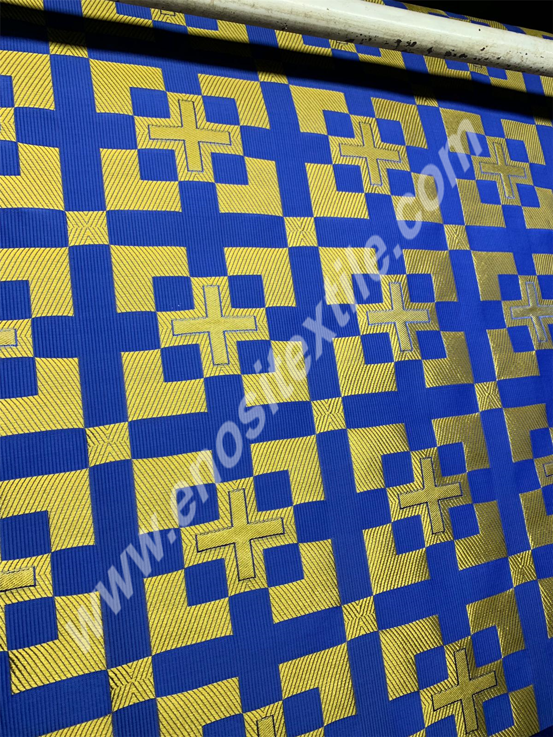 KL-044 Σκούρο μπλε-χρυσό Μπροκάρ Ύφασμα